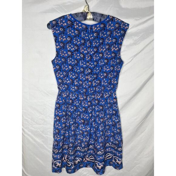 J Crew Silk Scarf Dress Blue Floral A-line Sleeveless Size 2 - Picture 3 of 8